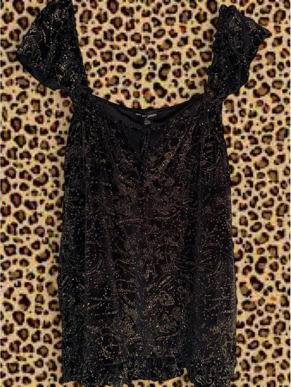 New Girl Order Black Velvet Zodiac Babydoll Dress 2X